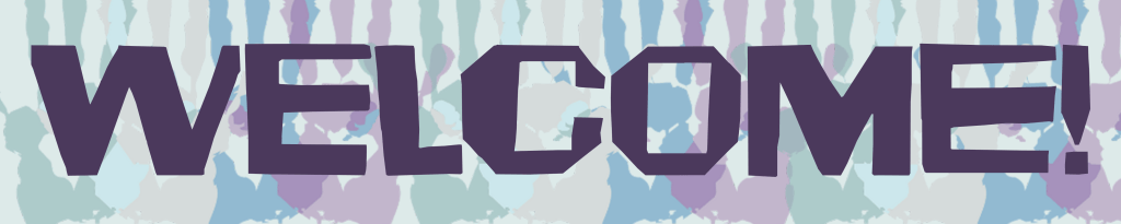 A colorful banner displaying the word 'WELCOME!' in large, bold letters.